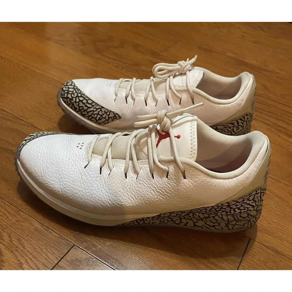 Nike Air Jordan ADG Golf Shoes White Cement Fire Red Men's Size 10.5 AR7995-100